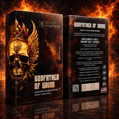 Wolf Pharma Godfather of Gains | Advanced Muscle Mass & Strength Support Formula | Performance & Endurance Enhancement | Dietary Supplement | Made in USA
