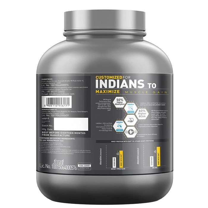MuscleBlaze Biozyme Performance Whey Protein, 4.4 lbs, 2 kg