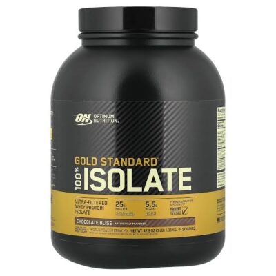 Optimum Nutrition Gold Standard 100% Isolate Whey Protein Powder | 25g Protein & 5.5g BCAAs Per Serving | Fast Absorption Whey Isolate | Chocolate Bliss | 3 lb (1.36kg)