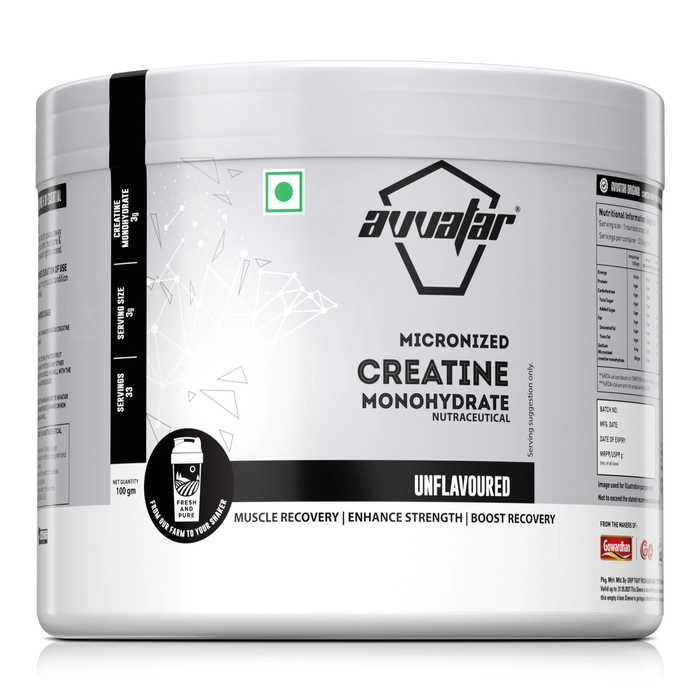 Avvatar Micronized Creatine Monohydrate Powder 100g (33 Servings)
