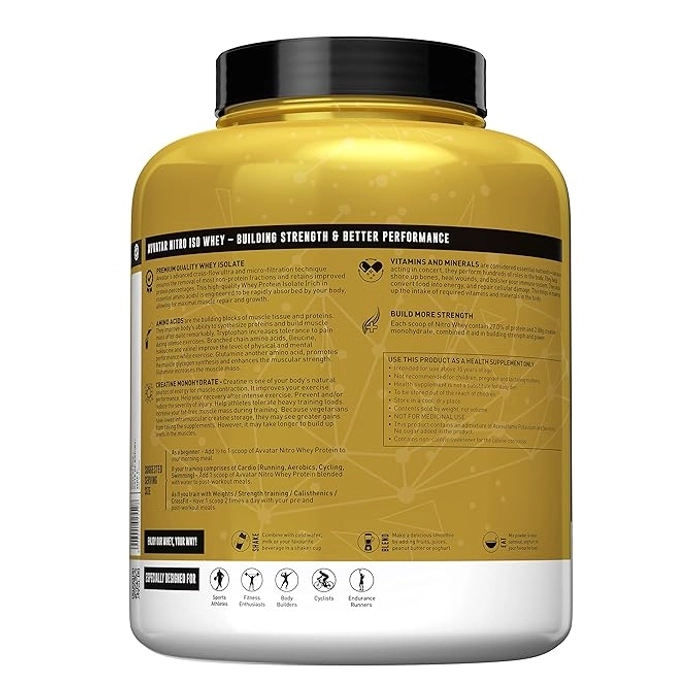 Avvatar Nitro Iso Whey | 2Kg | 28g Protein | 50 Servings | 2.8g Creatine Monohydrate