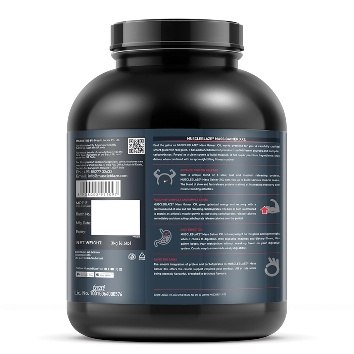 MuscleBlaze Super XXL Mass Gainer 3Kg 6.6lbs