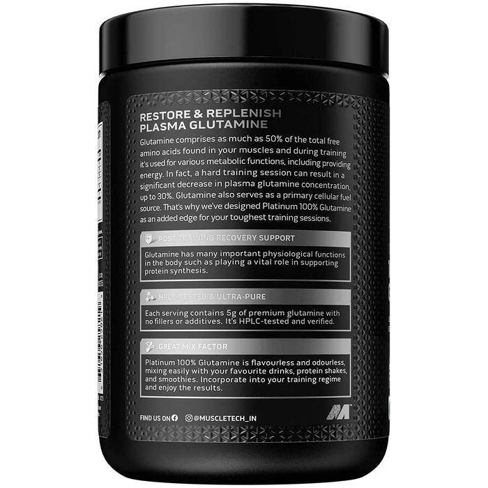 MuscleTech Platinum 100% Glutamine - 249.48 gm (0.55 Lb)