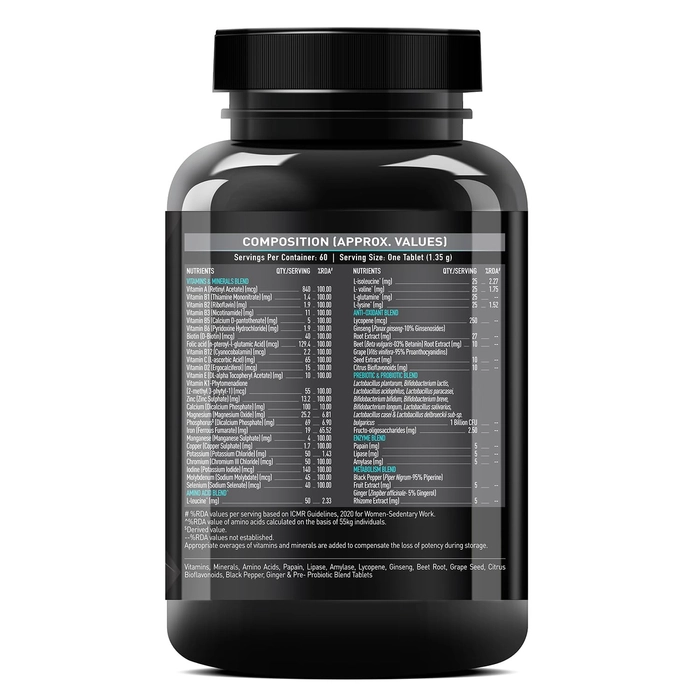 MuscleBlaze MB Vite Daily Multivitamin - Unflavoured, 60 Tablets