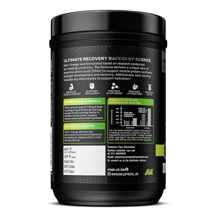 MuscleTech EAA+Energy Essential Amino Acids+Caffeine, 7.49g EAA, 100mg Caffeine 396g (30 Servings)