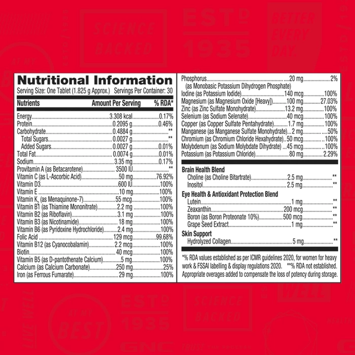 GNC Women One Daily Multivitamin With 32 Premium Ingredients (30 Tablets)