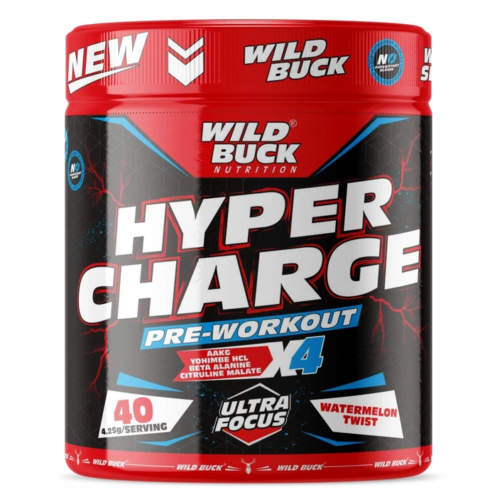 WILD BUCK Hyper Charge Pre-X4 Hardcore Pre-Workout Supplement 170g