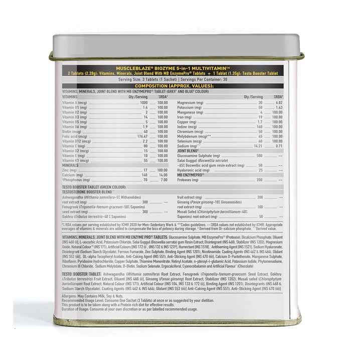 MuscleBlaze Biozyme 5-in-1 Daily Multivitamin 90 Tablets