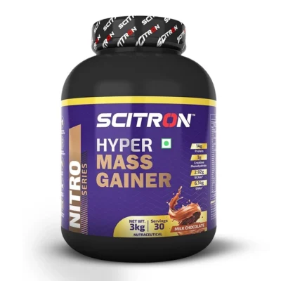 Scitron Nitro Series Hyper Mass Gainer ( 377 Kcal, 14g Protein, 78g Carbs, 3g Creatine, 6.14g EAAs, 19 Vitamins & Minerals ) 6.6 lb
