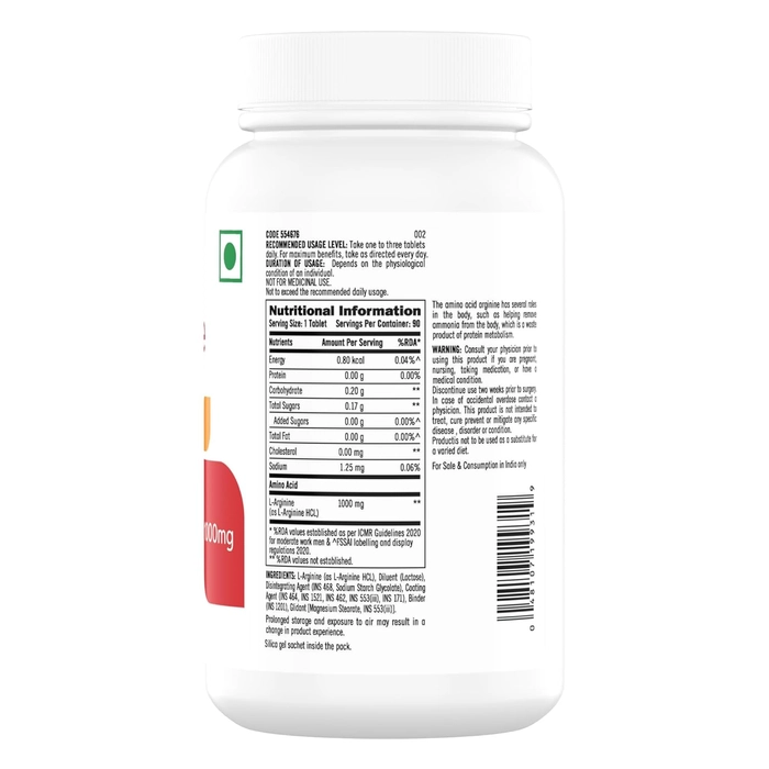 GNC L-Arginine 1000Mg, 90 Tabs