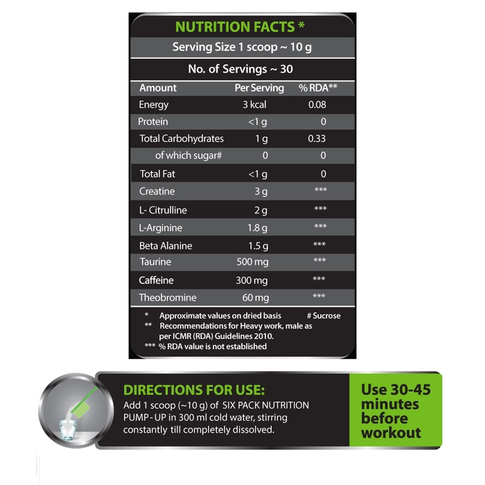 Six Pack Nutrition Pump UP Pre-Workout 30 Servings (300 g)